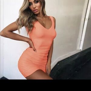 Sexy backless mini bodycon ruched dress